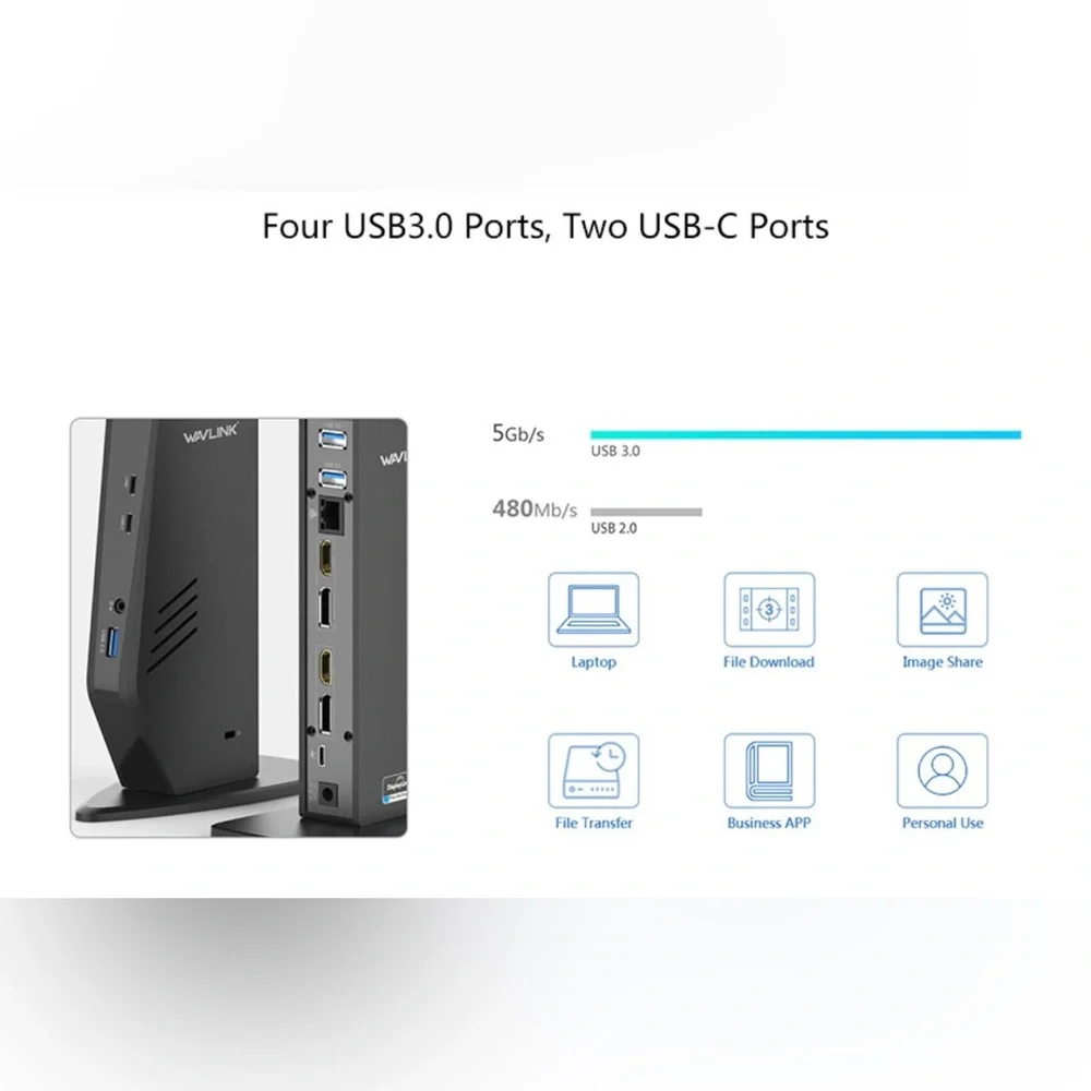 WL-UG69DK5 USB-C Dual 4K Ultra HD Multiple-Display Universal Docking Station-NWT